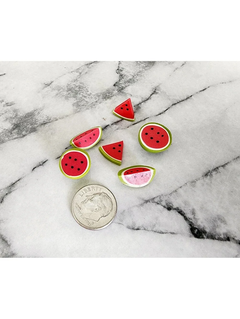 Miniature Dollhouse Fruit Food Watermelon Halves & Slices